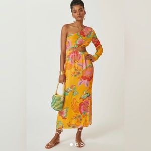Anthropologie Farm x Anthropologie Single-Shoulder Printed Maxi Dress